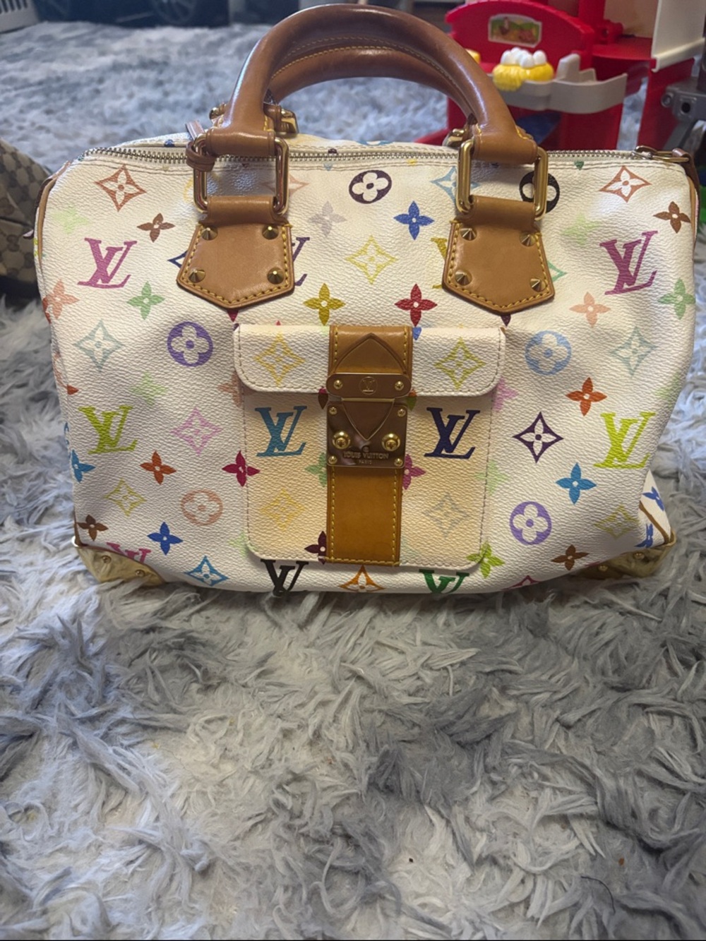 Louis Vuitton Multicolor murakami White Canvas Speedy Bag